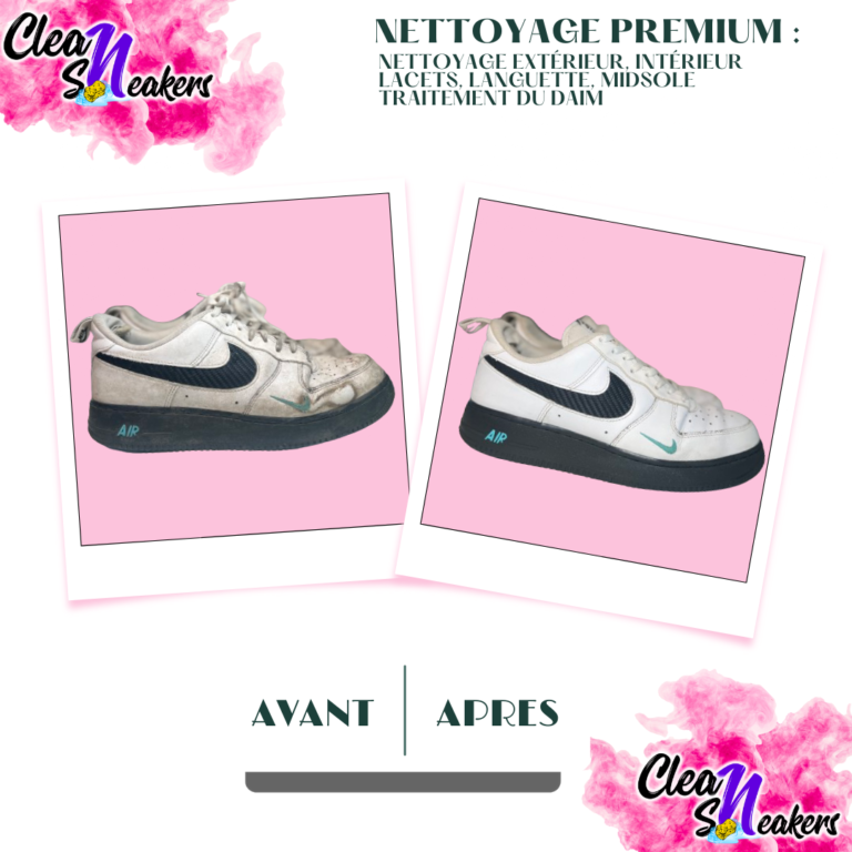Nettoyage classique des Air Force 1 de Nike, réalisé par CleanSneaker à Saint-Brieuc.